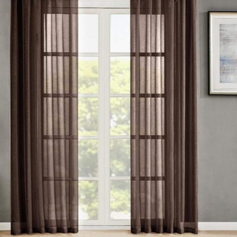 Elegant Brown Sheer Curtains
